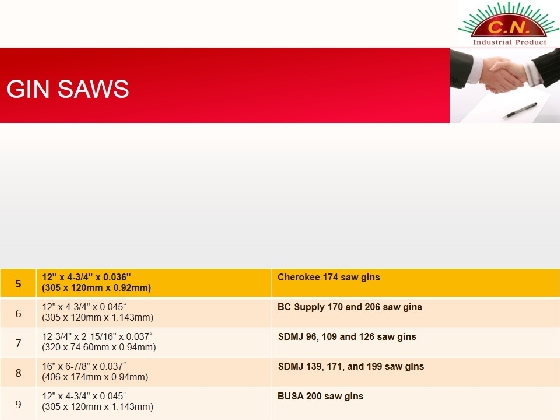 GIN SAW : SAW GIN SPARE PARTS